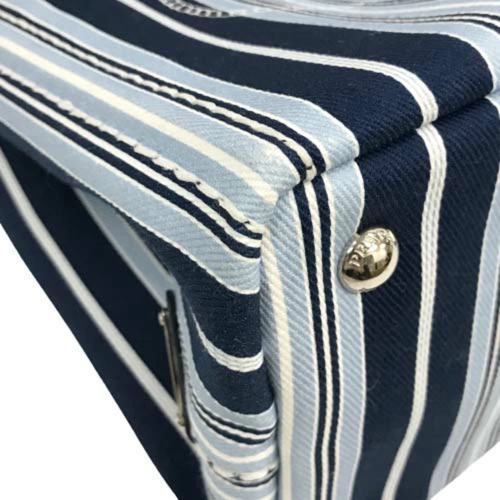 Prada Canapa Stamperta Azzurro Shoulder Bag Handbag Tote Crossbody Striped Blue - Picture 9 of 10